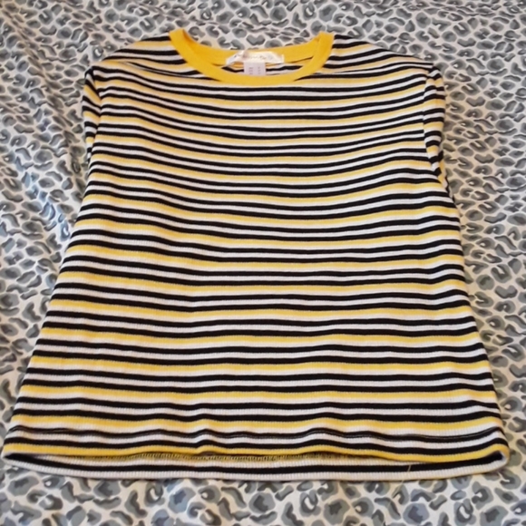 A Yellow, White and Black Long Sleeve Top - Picture 2 of 2